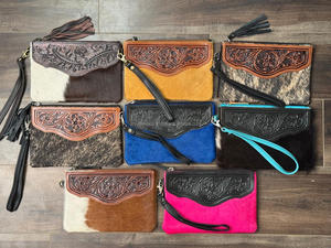 Bolso de mano de cuero de gran capacidad para mujer, billeteras de cuero genuino de alta calidad con pelo en relieve - Product Image 4