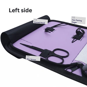 Kit professionnel d'outils pour extensions capillaires en acier inoxydable : pinces à micro-perles, aiguilles à coudre, séparateur de mèches Velcro - Product Image 4