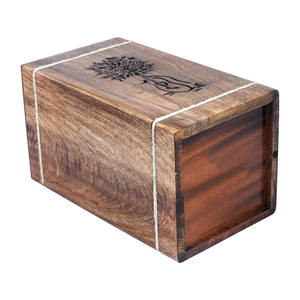 Eco-Friendly <b>Large</b> for Mango Wood <b>Box</b> Carved Wooden Urn for Human & Pet Ashes Columbarium Funeral Wholesale Supply - Product Image 2