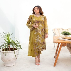 Diseñadores paquistaníes de gasa bordada Shalwar Kameez trajes de 3 piezas de mujer Casual Daily Kurti Wear ropa India pakistaní - Product Image 6