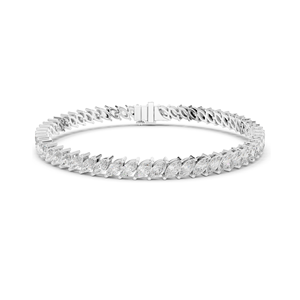 Moissanite Tennis Bracelet Marquise Cut Sparkling Classic Link Bridal Wedding Jewelry <b>Gift</b> Silver Plated GRA Certified Unisex - Product Image 3