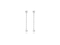 Pendientes de Cadena con Diamantes Redondos Brillantes Cultivados en Laboratorio, Oro Sólido de 14K y 18K, Elegantes Pendientes de Boda, Joyería Fina