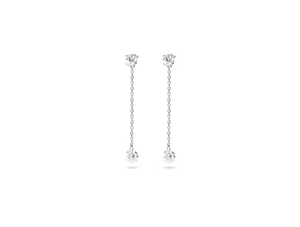 Round Brilliant Lab Grown <b>Diamond</b> <b>Dangle</b> Drop Chain Stud <b>Earrings</b> 14K 18K Solid Gold Elegant Wedding Drop <b>Earring</b> Fine Jewelry - Product Image 1