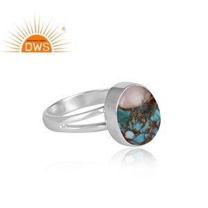 Dernières tendances bague en argent sterling fin Mojave cuivre rose opale turquoise pierre précieuse bague fendue fabricant de bijoux personnalisé - Product Image 2