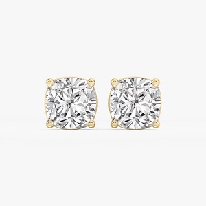 Pendientes de Oro Sólido de 10K de Alta Calidad, con Diamantes Cultivados en Laboratorio, Corte Cojín, Certificados por IGI, para Mujer, Ideales para Bodas, Aniversarios y Fiestas - Product Image 4