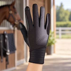 Gants d'équitation d'hiver personnalisés de haute qualité, fabriqués directement en usine, avec logo, confortables, en polyester et cuir, unisexes, avec option OEM. - Product Image 5
