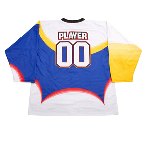 Maillot de hockey sur glace personnalisé par sublimation, bleu, jaune, rouge, uniforme de hockey avec nom d'équipe, maillot de hockey respirant pour hommes - Product Image 2