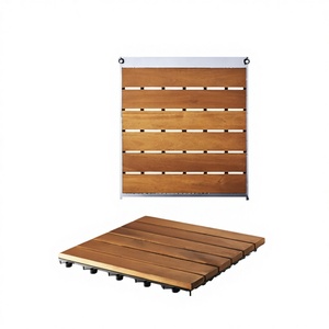 MPS Interlocking Waterproof ACACIA Wood Plastic Composite <b>Deck</b> Tiles Square Edged Smooth Surface Modern Design Dual Lock Outdoor - Product Image 1