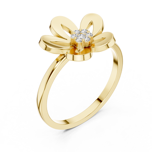 Anillo solitario minimalista de oro amarillo macizo de 14k con diamante redondo de talla brillante para mujer, ideal para compromiso, aniversario o regalo de boda. - Product Image 2