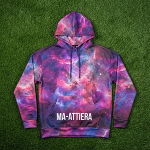 Sweat-shirt à capuche pour homme avec imprimé galaxie violet et poche kangourou, streetwear personnalisé - Product Image 5