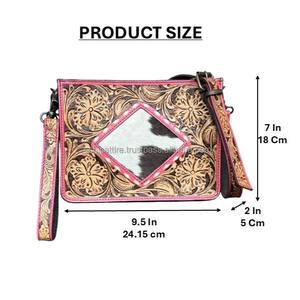 Bolso de mano mini de cuero genuino repujado 2026 al por mayor, hecho a mano, premium, lindo, rosa, con correa ajustable, tipo bandolera - Product Image 2