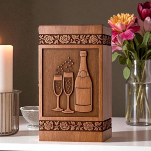 Handmade Rosewood Cremation Urn: Champagne Toast, Personalized Memorial urn Memorial Keepsake by AYAANS - Product Image 6