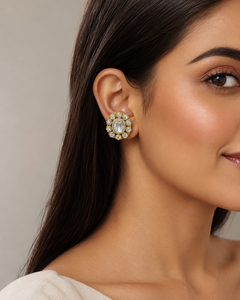 Pendientes Jhumka de Plata 925 con Moissanita Polki para Mujer, Corte Cojín, Diseño Floral, Joyería de Moda, Regalo - Product Image 3