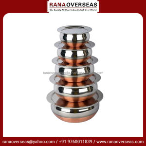 Top Quality Premium Stainless Steel Handi Set <b>With</b> Copper Base And <b>Lid</b> Ideal for Home & Restaurant Use Offered In Diverse Sizes - Product Image 2
