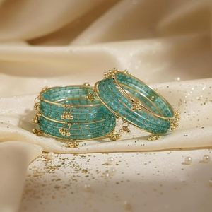 Wholesale Price Silver Tone Kashimiri Ghungroo Jhumki <b>Charm</b> Pearl Wedding Trendy Traditional Jingle Style <b>Bangles</b> Stack - Product Image 6