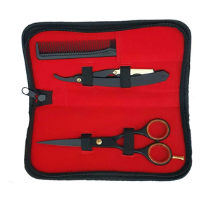 Kit de coiffure professionnel en acier inoxydable poli miroir avec ciseaux à effiler, ciseaux de coiffure et rasoir, avec peigne, en vente - Product Image 4