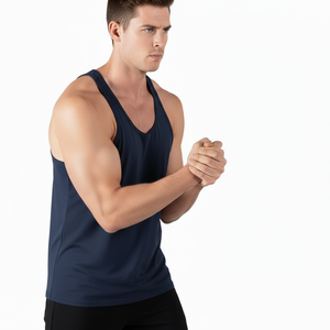 Athletic Workout Training <b>Men</b> <b>Singlets</b> Tank Top Vests Quick Dry Breathable Sleeveless Racerback Style Tank Top Male Stringer - Product Image 4