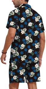 Ensemble de vacances pour homme : chemise à manches courtes à imprimé floral et short de plage assorti, tenue décontractée estivale colorée et légère, ensemble deux pièces pour homme - Product Image 2
