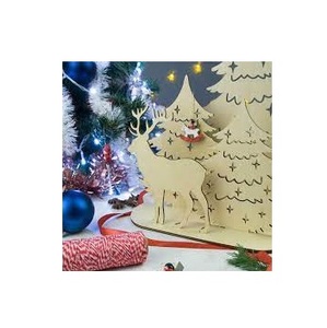 Décoration de Noël en bois découpée au laser sur mesure, silhouette de renne, centre de table pour la maison, le bureau ou comme cadeau - Product Image 1