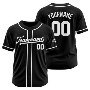 Camiseta de Béisbol de Secado Rápido con Botones para Niños y Adultos, Uniforme de Béisbol Negro para Hombre - Product Image 2