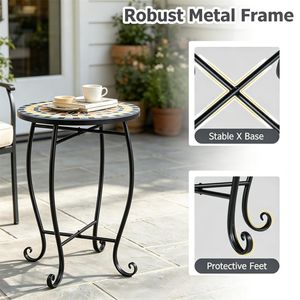 Tavolino Laterale in Metallo Resistente con Base a X da 14 Pollici, Giallo, per Interni ed Esterni, Supporto per Piante e Tavolino Decorativo per Patio, Giardino, Soggiorno - Product Image 2