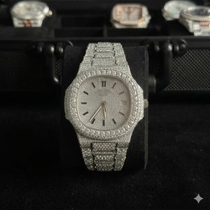 Reloj Mecánico de Acero Inoxidable con Cristales de Moissanita Cuadrados VVS, Chapado en Oro Brillante de Lujo, 100% Probado con Diamantes, Estilo Hip Hop - Product Image 5