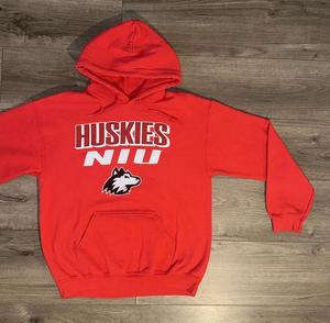 Sudadera con capucha vintage con estampado gráfico grande del logo de los Northern Illinois Huskies para hombre, talla M, color rojo - Product Image 6