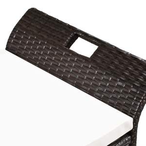 Banco de Patio Rectangular Grande de Mimbre Sintético (PE) en Color Marrón con Espacio de Almacenamiento - Product Image 4