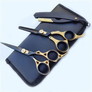 New Style Blunt Barber <b>Thinning</b> Shears Kit <b>Mirror</b> Polish Stainless Steel Scissors Set Right-Handed 28 Teeth Short Handle Comb - Product Image 3