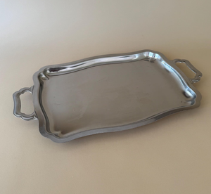 Creative Rectangular Shaped Stainless Steel Silver Serving Tray with Smooth Finish and Ornate <b>Side</b> Handles for Dining Table - Product Image 3