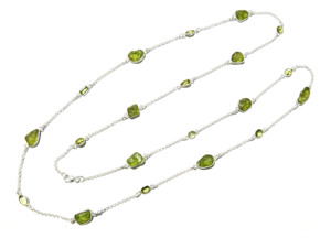 KGN SILVER JEWELLERY HOUSE Natural Peridot Gemstone <b>Long</b> Snake Chain Charm <b>Necklace</b> Solid Sterling Silver Handmade Bohemian - Product Image 5