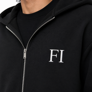 Conjunto de Sudadera con Capucha y Cremallera de Felpa de Algodón Grueso con Paneles Estampados en las Mangas y Joggers de Corte Holgado Estilo Urbano OEM - Product Image 5