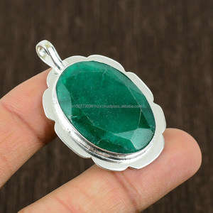 925 pendentif en argent Sterling pierre précieuse pendentif fait main cadeau de demoiselle d'honneur pendentif émeraude naturelle bijoux en argent - Product Image 4