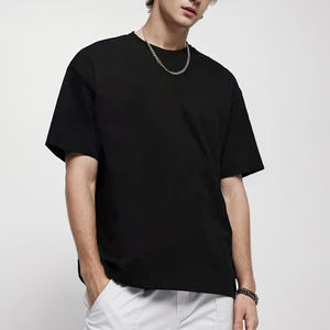 T-shirts unis formels en gros, 200 g/m², coupe oversize à épaules tombantes, manches courtes, en coton épais anti-boulochage, personnalisables avec logo - Product Image 1