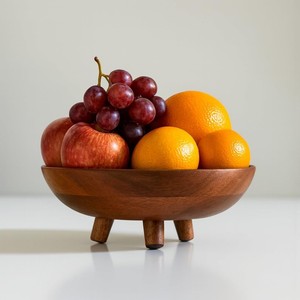 Frutero de madera de Sheesham con base de pedestal de 23 cm |   Artesanía al por Mayor - Product Image 1