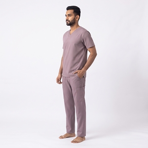 Men's Medical <b>Scrub</b> <b>Top</b> V Neck Hospital Uniform Nurse <b>Scrub</b> Shirt with Multiple Pockets Overlapping Neck Design - Product Image 3