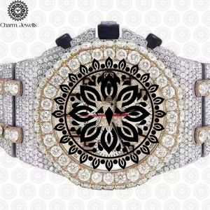 Montre mécanique en acier inoxydable Charm, boîtier de 40 mm, verre analogique, pour homme, luxe, vintage, hip-hop, mode, résistante aux chocs, 10 bars, automatique - Product Image 5