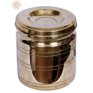 Handmade 6-Inch Brass Rice <b>Storage</b> <b>Container</b> <b>Kitchen</b> Utensils Made in India - Product Image 2
