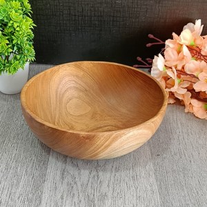 Bol de service rond en bois naturel rustique, classique, fait à la main, avec poignée en corde, écologique, petit bol à fruits - Product Image 5