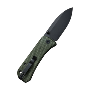 Navaja Plegable Verde Oliva y Negra con Mango Texturizado, Hoja Negra Mate, Clip de Bolsillo, Diseño Manual Compacto - Product Image 2