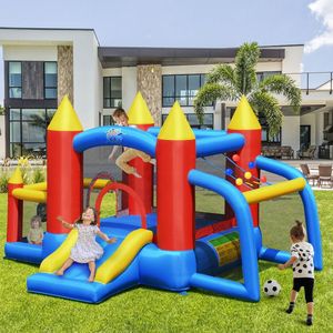 Grande Porta da Calcio Gonfiabile per Esterni con Piscina di Palline e Castello Gonfiabile, Attrezzatura per Divertimento all'Aperto Senza Soffiatore - Product Image 1