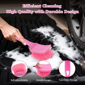 Cepillo de nailon rosa para alfombras, cepillos suaves que no rayan para lavado de coches, para limpiar asientos de cuero para coches - Product Image 4