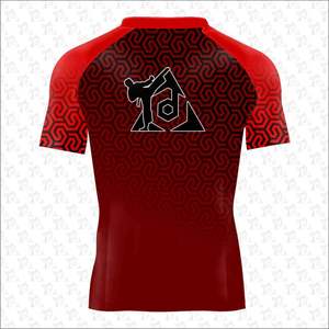 เสื้อแรชการ์ดสแปนเด็กซ์/โพลีเอสเตอร์พิมพ์โลโก้แบบมืออาชีพ แขนสั้น/แขนยาว แห้งเร็ว ป้องกันรังสียูวี 50+ สำหรับเล่นกีฬา เล่นเซิร์ฟ ว่ายน้ำ - Product Image 4