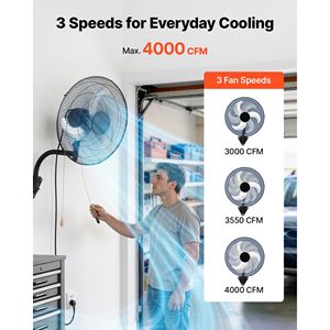 Ventilatore oscillante da parete a 18 pollici con 3 velocità, flusso d'aria prolungato, angolo di rotazione regolabile, tipi di spina (AU/US) - Product Image 4