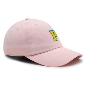 Pink Baseball <b>Cap</b> with Yellow Embroidered P Letter 6-Panel Adjustable Unisex Casual Hat - Product Image 3