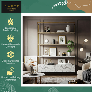Best Handmade High Modern Three-Layer Marble Console <b>Shelf</b> Gold Metal Frame Freestanding Floor Display Storage Elegant Living - Product Image 4