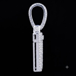 Colgante de Letra V de Moissanita Chapado en Oro Rosa de Lujo sobre Plata 925, con Micro Pavé y Corte Brillante Redondo, Estilo Hip Hop, Amuleto de Regalo Unisex - Product Image 4