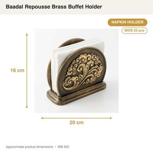 Servilletero de Latón Antiguo Hecho a Mano de 20 cm, Capacidad para Buffet, Baadal Repousse, Decoración para el Hogar, Hotel, Boda - Product Image 3