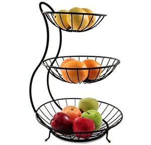 Panier de rangement moderne en fil métallique à 3 niveaux pour fruits et légumes, écologique, pour enfants, avec support à bananes, taille personnalisée pour comptoir - Product Image 1