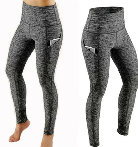 Leggings de compression imprimés pour femmes, taille haute élastique, effet push-up, longueur intégrale, couleur chair, avec poches, pour le yoga, vente en gros - Product Image 6